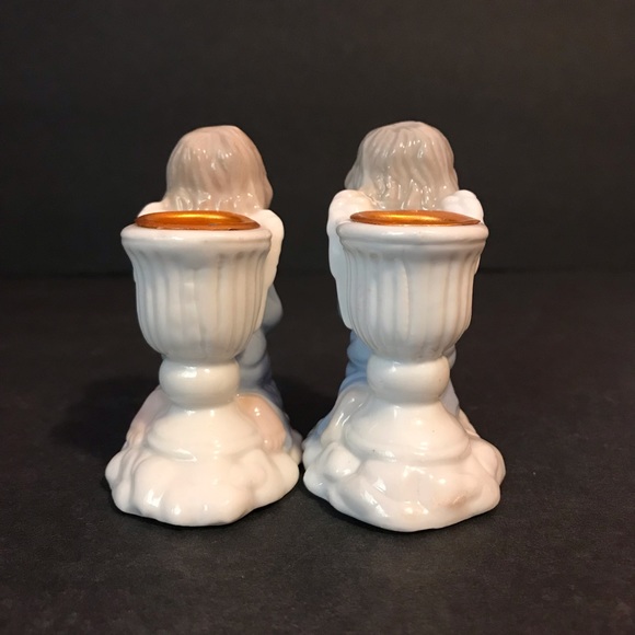 2 VINTAGE BLUE PRAYING ANGELS CANDLE STICK HOLDERS - Picture 5 of 11